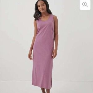 PACT Midi Tank Dress Women's XS Organic Cotton Sleeveless Side Slit Basic